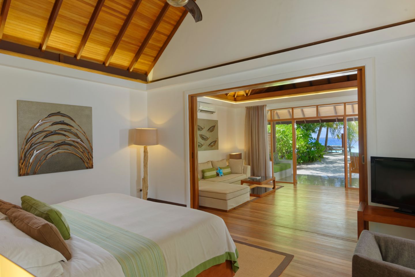 The bedroom of the Beach Villa at Kurumba Maldives